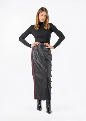 1976005-PU Skirt With Jacquard Detail