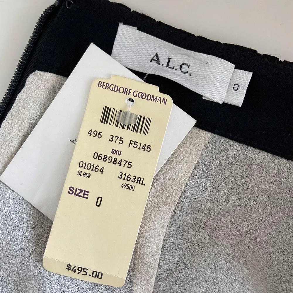 A.L.C. black embroidered pencil skirt