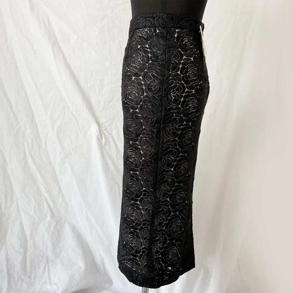 A.L.C. black embroidered pencil skirt