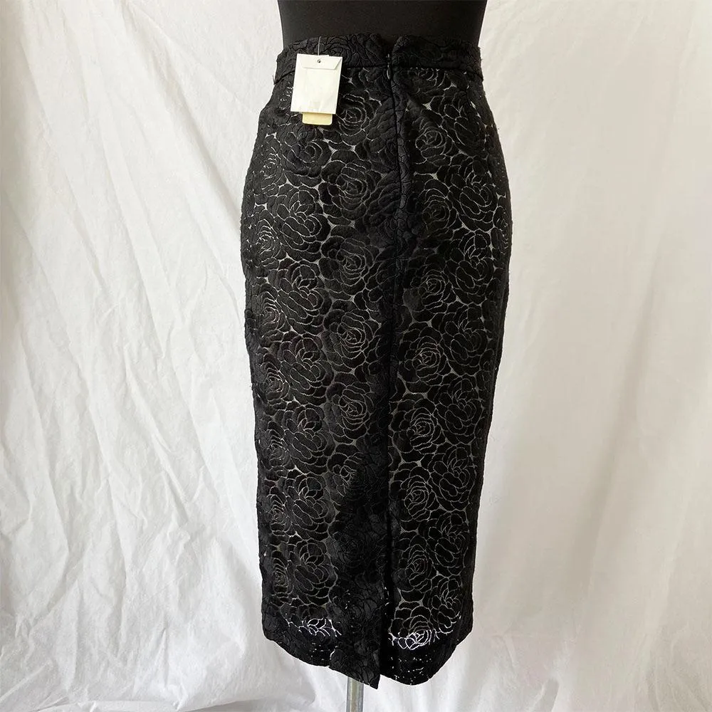 A.L.C. black embroidered pencil skirt