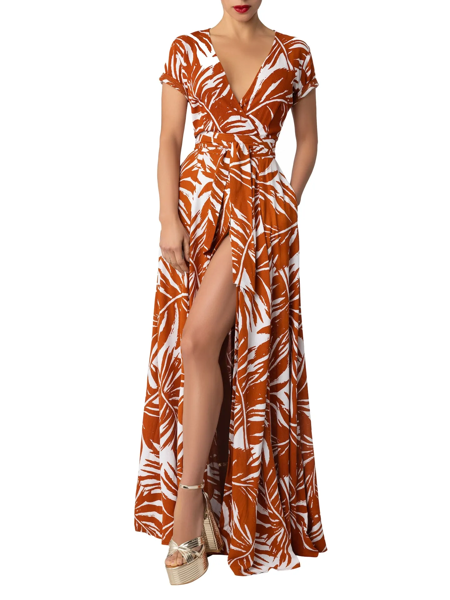 “Alma” Brown Button Down Maxi Dress