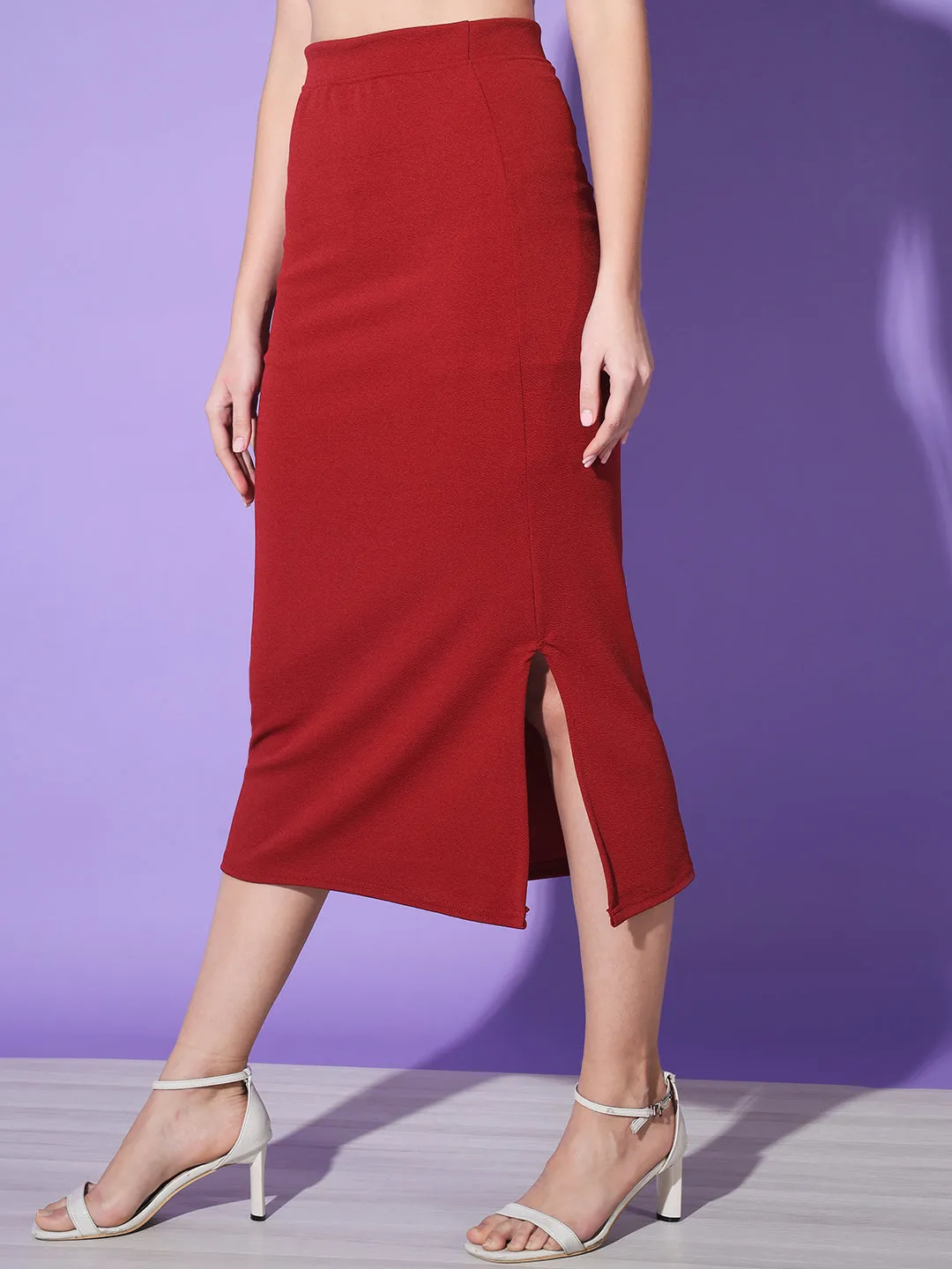Below Knee Slit Women Pencil Skirt-3136-3137