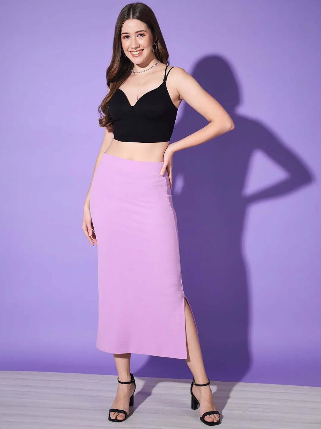 Below Knee Slit Women Pencil Skirt-3136-3137