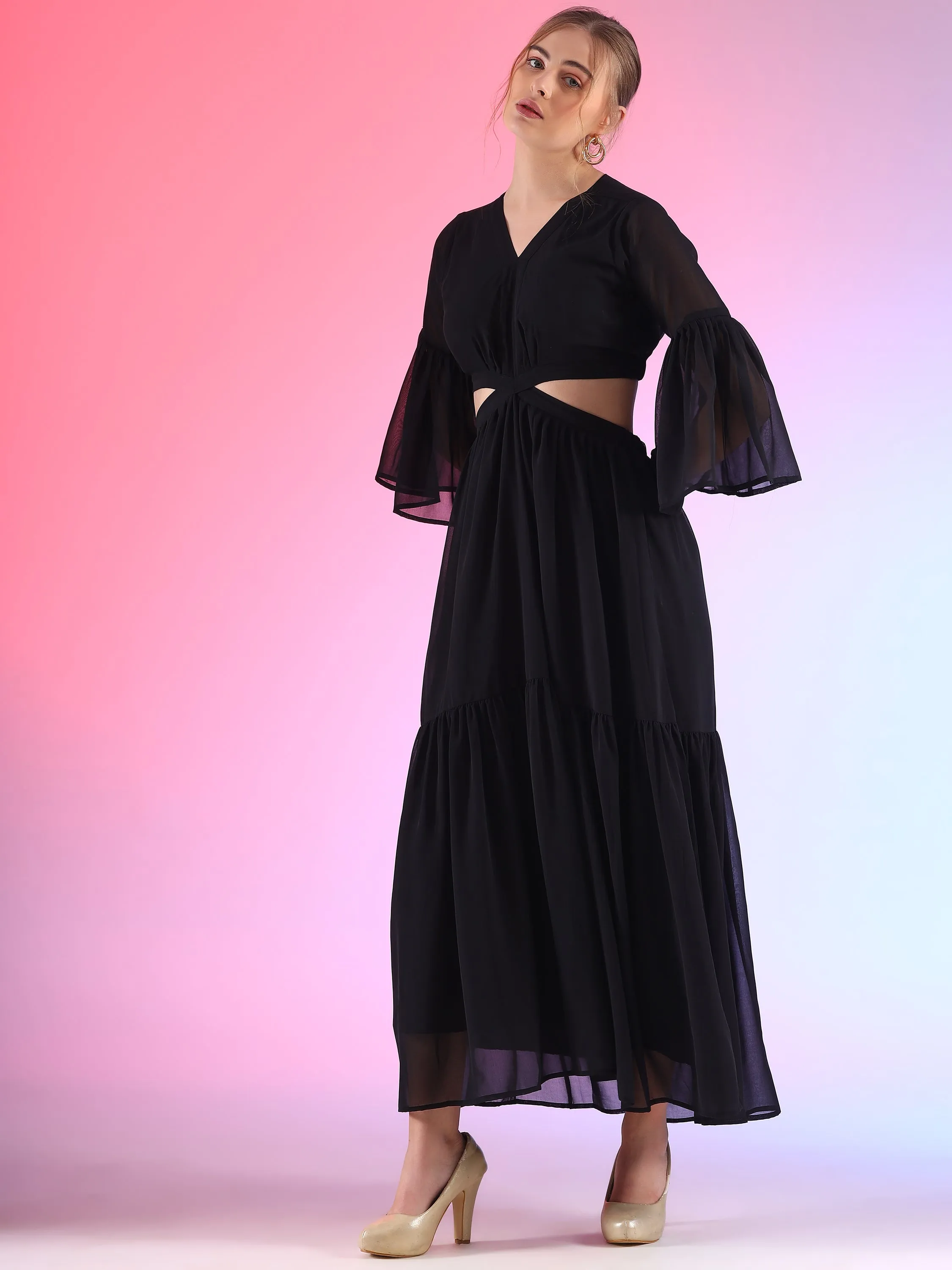 Black Beauty Fit and Flare Maxi Dress