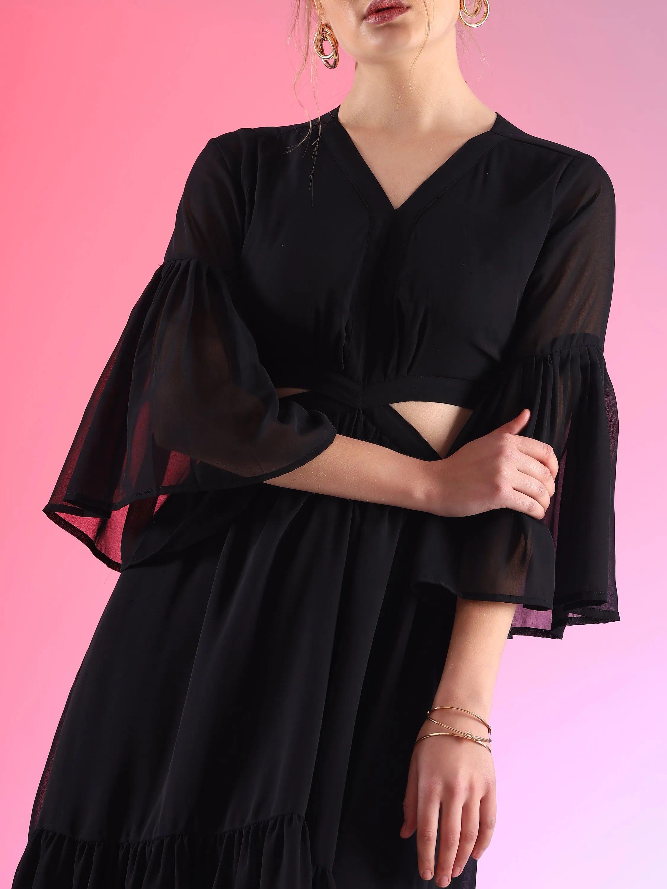 Black Beauty Fit and Flare Maxi Dress