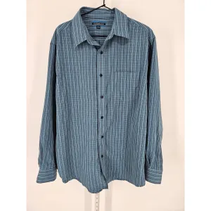 Croft & Barrow Mens Sz L Long Sleeve Button Up Dress Shirt Blue Black Plaid