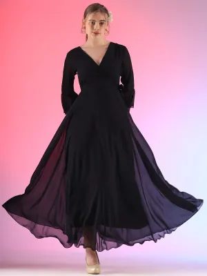 Eclipse Elegance Stylish Solid Georgette Maxi Dress