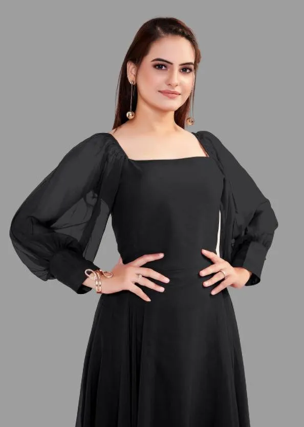 Elegant Maxi Dress with Georgette Fabric