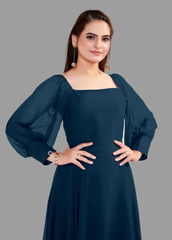 Elegant Maxi Dress with Georgette Fabric