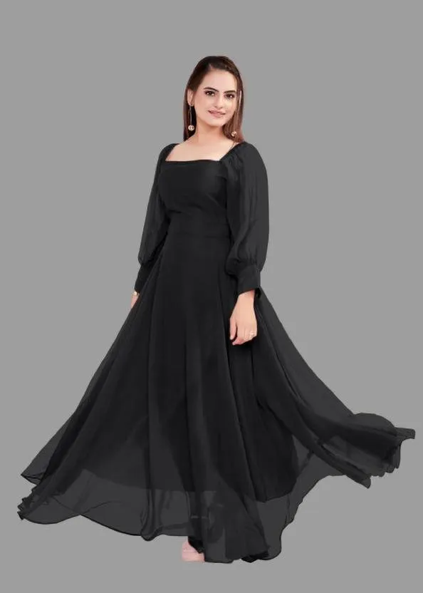 Elegant Maxi Dress with Georgette Fabric