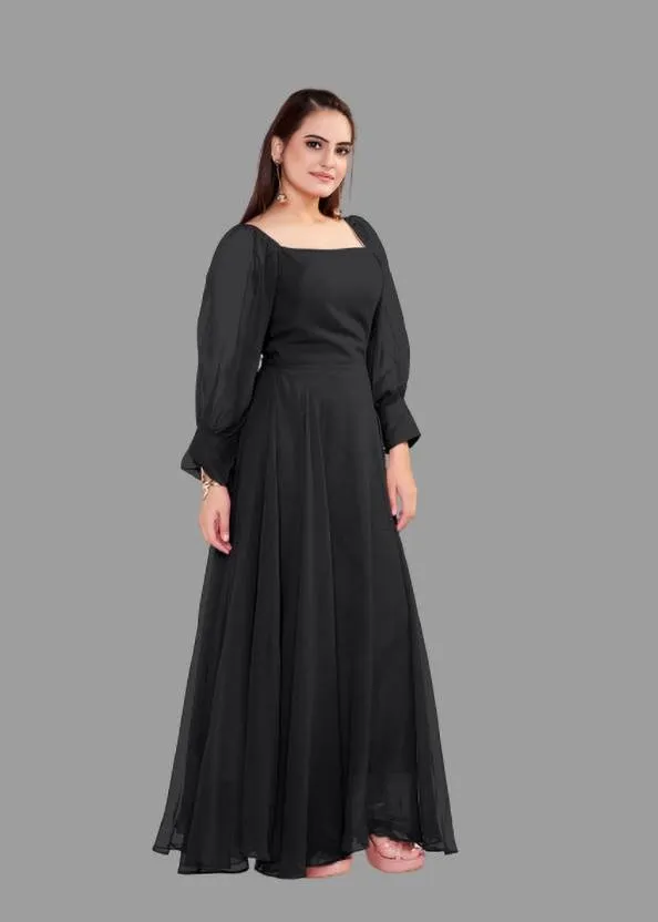 Elegant Maxi Dress with Georgette Fabric