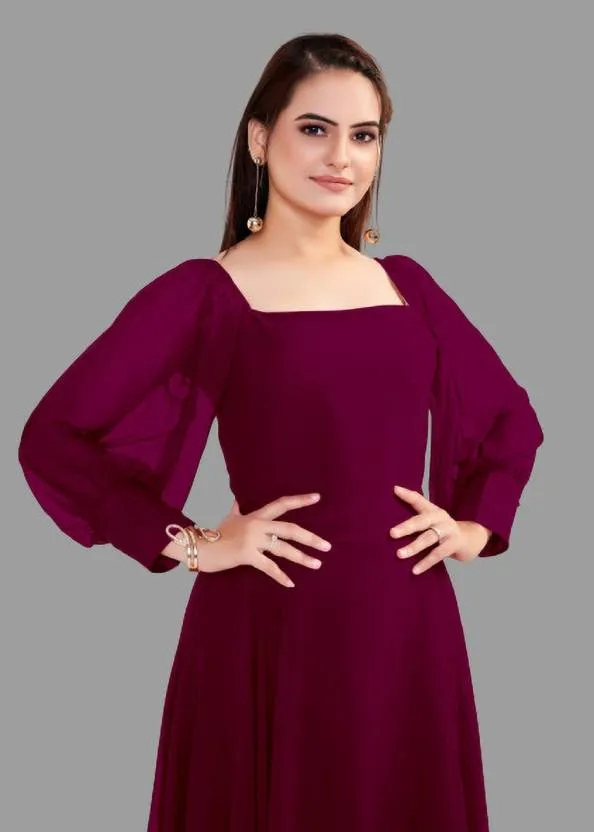 Elegant Maxi Dress with Georgette Fabric