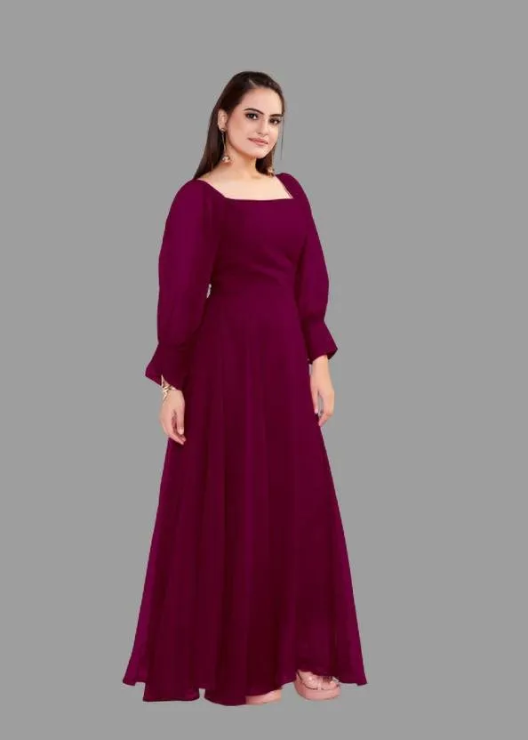 Elegant Maxi Dress with Georgette Fabric