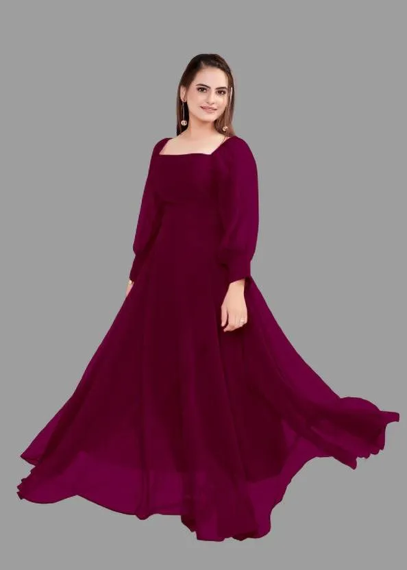 Elegant Maxi Dress with Georgette Fabric