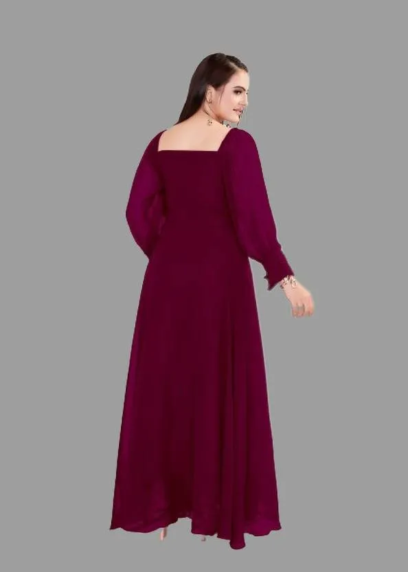 Elegant Maxi Dress with Georgette Fabric
