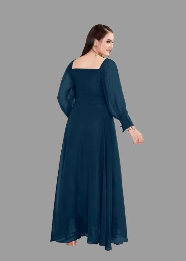 Elegant Maxi Dress with Georgette Fabric