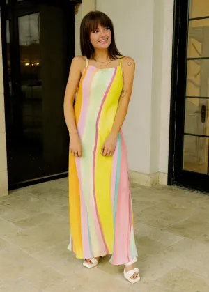 Frnch Cika Diagonal Rainbow Dress