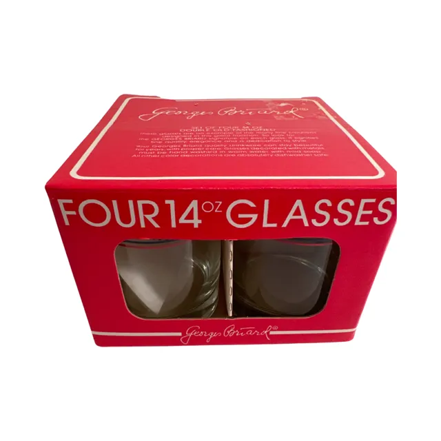 Georges Briard Mid-Century Loon Double Old Fashion Glasses (Set of 4)