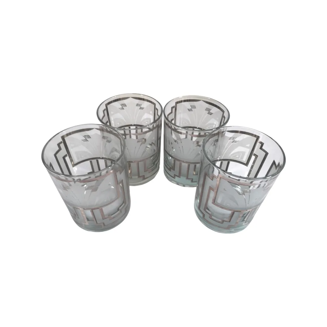 Georges Briard Signed Art Deco Double Old Fashion Glasses (Set of 4)