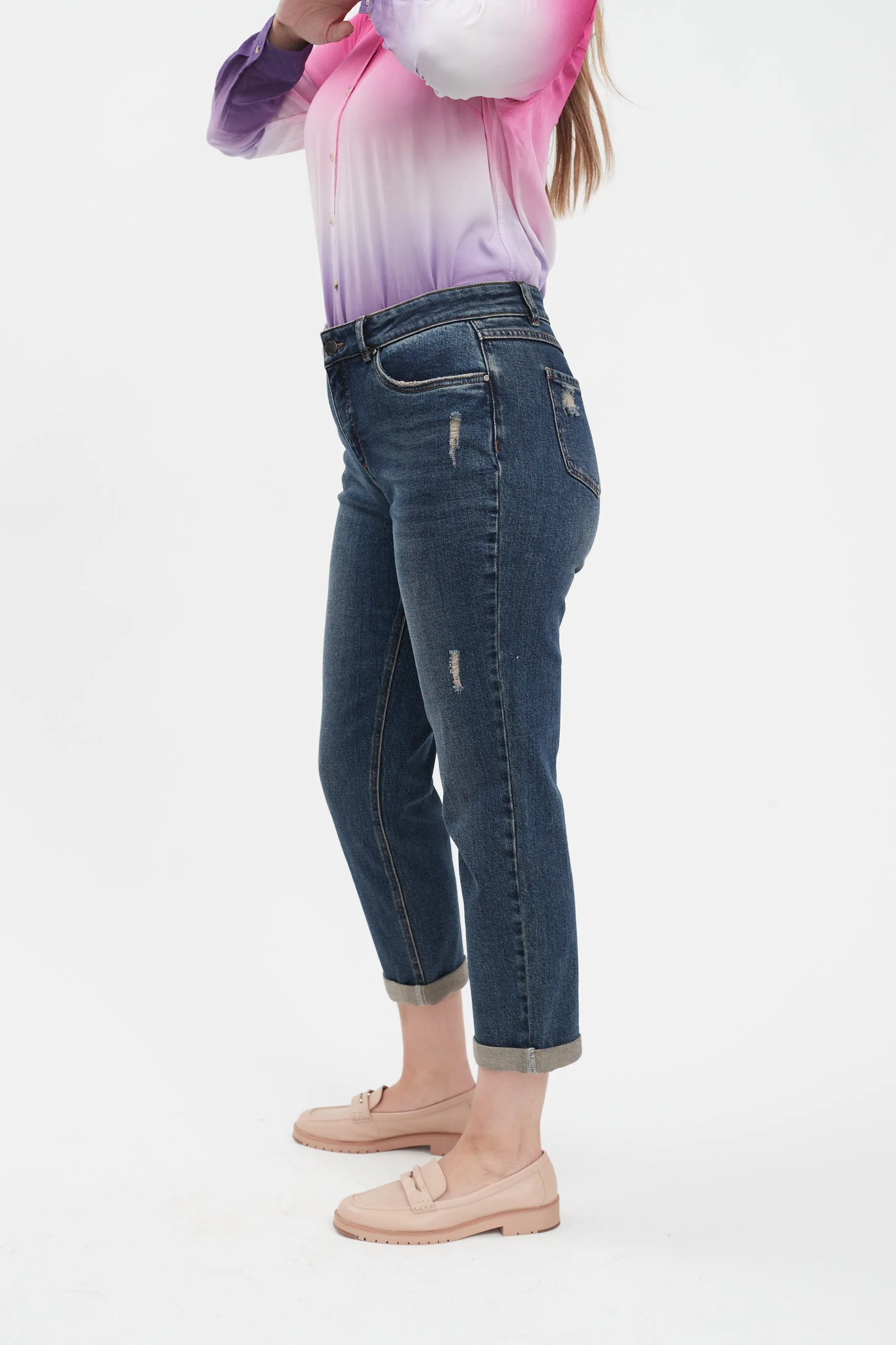 Girlfriend with Rolled-Up Hem
