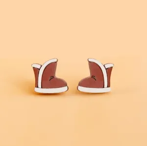 Hand-painted Winter Boots Wooden Earrings - PET15344