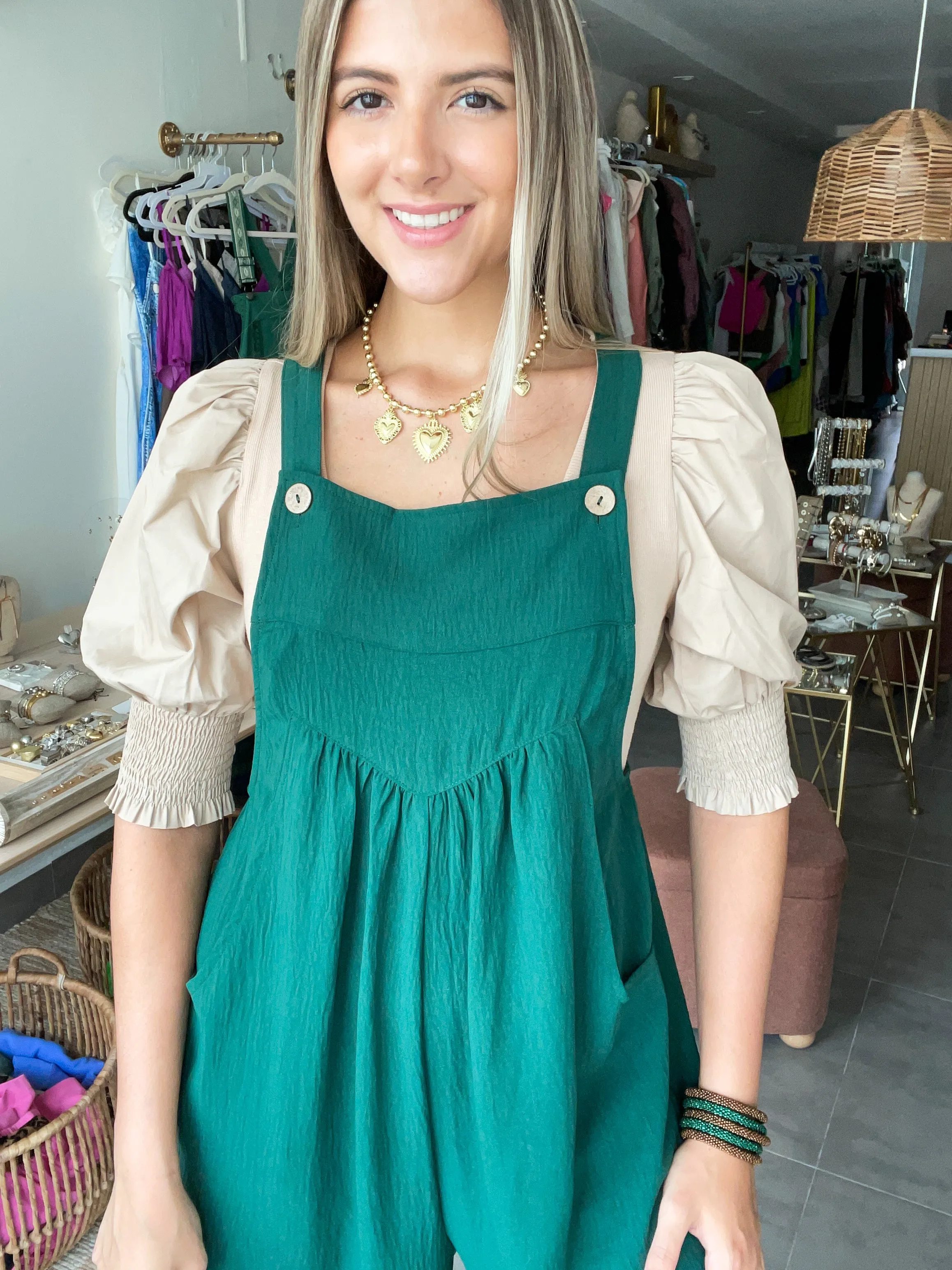 HUNTER GREEN OVERALL JUMPSUIT