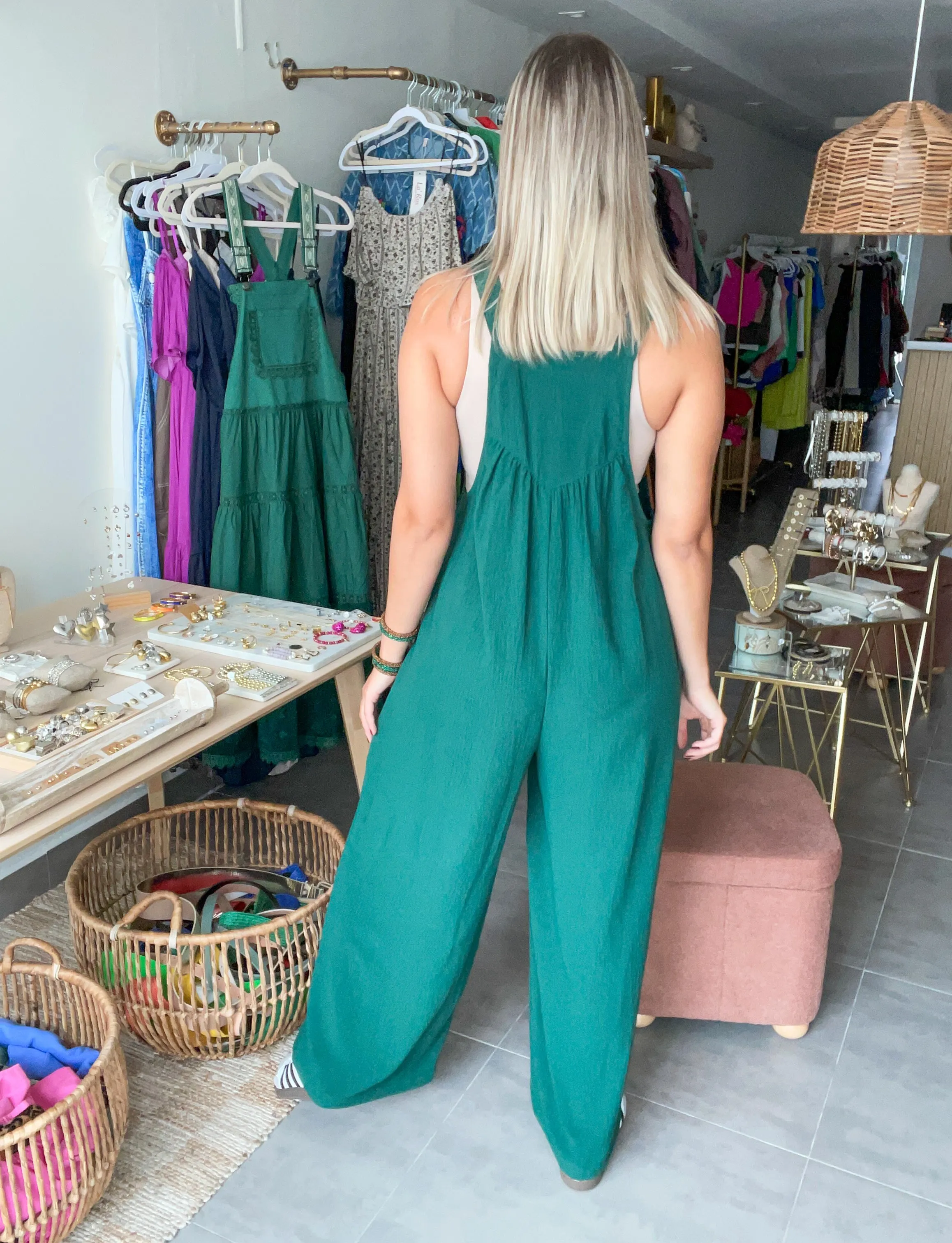 HUNTER GREEN OVERALL JUMPSUIT