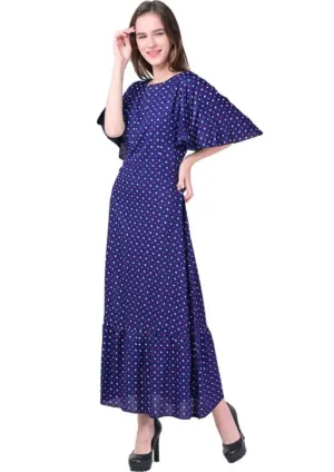 Indigo Petals Ethnic  Maxi Dress