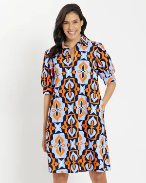 Jude Connally - Emerson Dress Jude Cloth - Butterfly Tile Navy