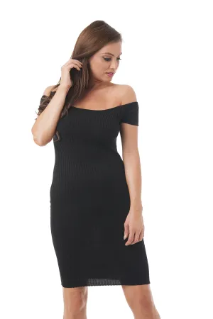 Khanomak Shoulder Short Sleeve Sweater Dress