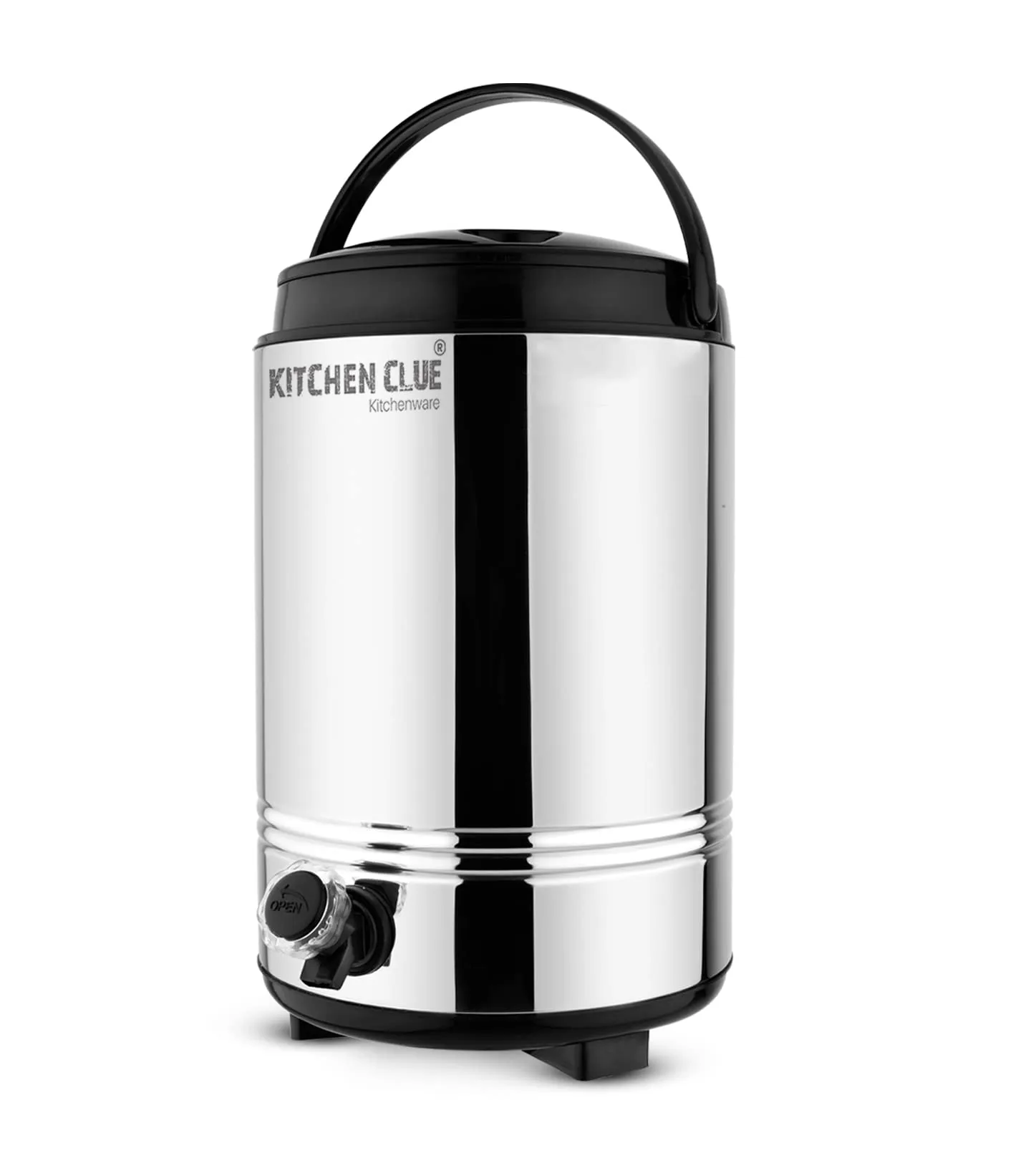 KITCHEN CLUE Insulated Water Dispenser for Office Home Kitchen 10 Liter, Silver, Double Walled Stainless Steel Hot and Cold Water Jug with Sturdy Handle I BPA Free I Steel Office Water Jug/Dispenser