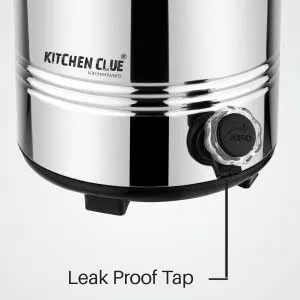 KITCHEN CLUE Insulated Water Dispenser for Office Home Kitchen 10 Liter, Silver, Double Walled Stainless Steel Hot and Cold Water Jug with Sturdy Handle I BPA Free I Steel Office Water Jug/Dispenser