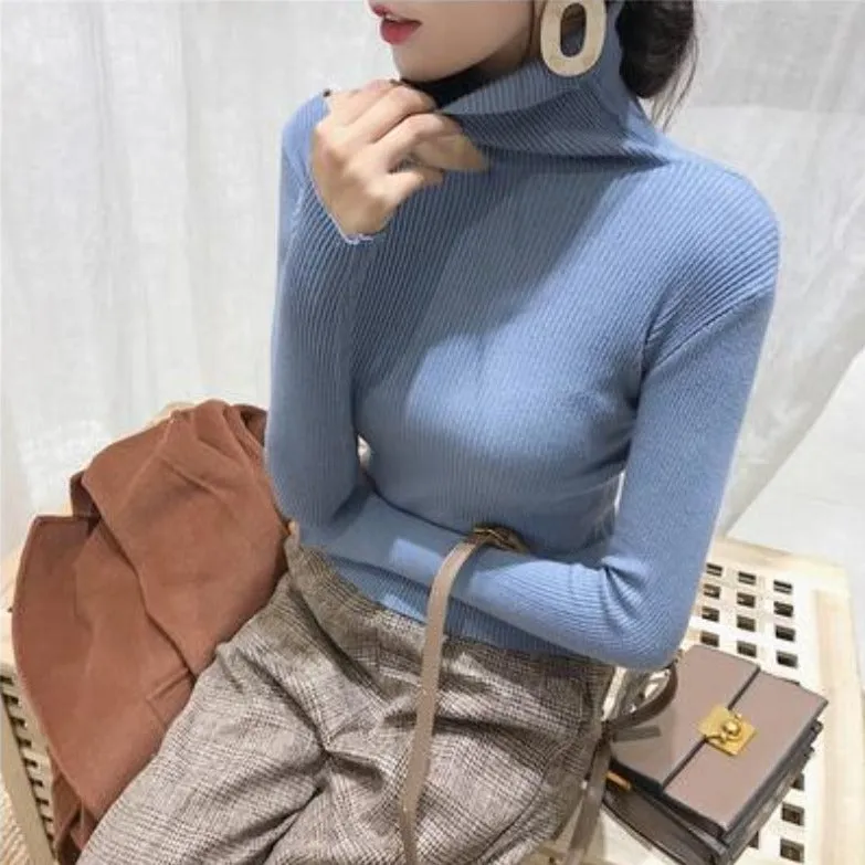 Knitted Turtleneck Splice Top