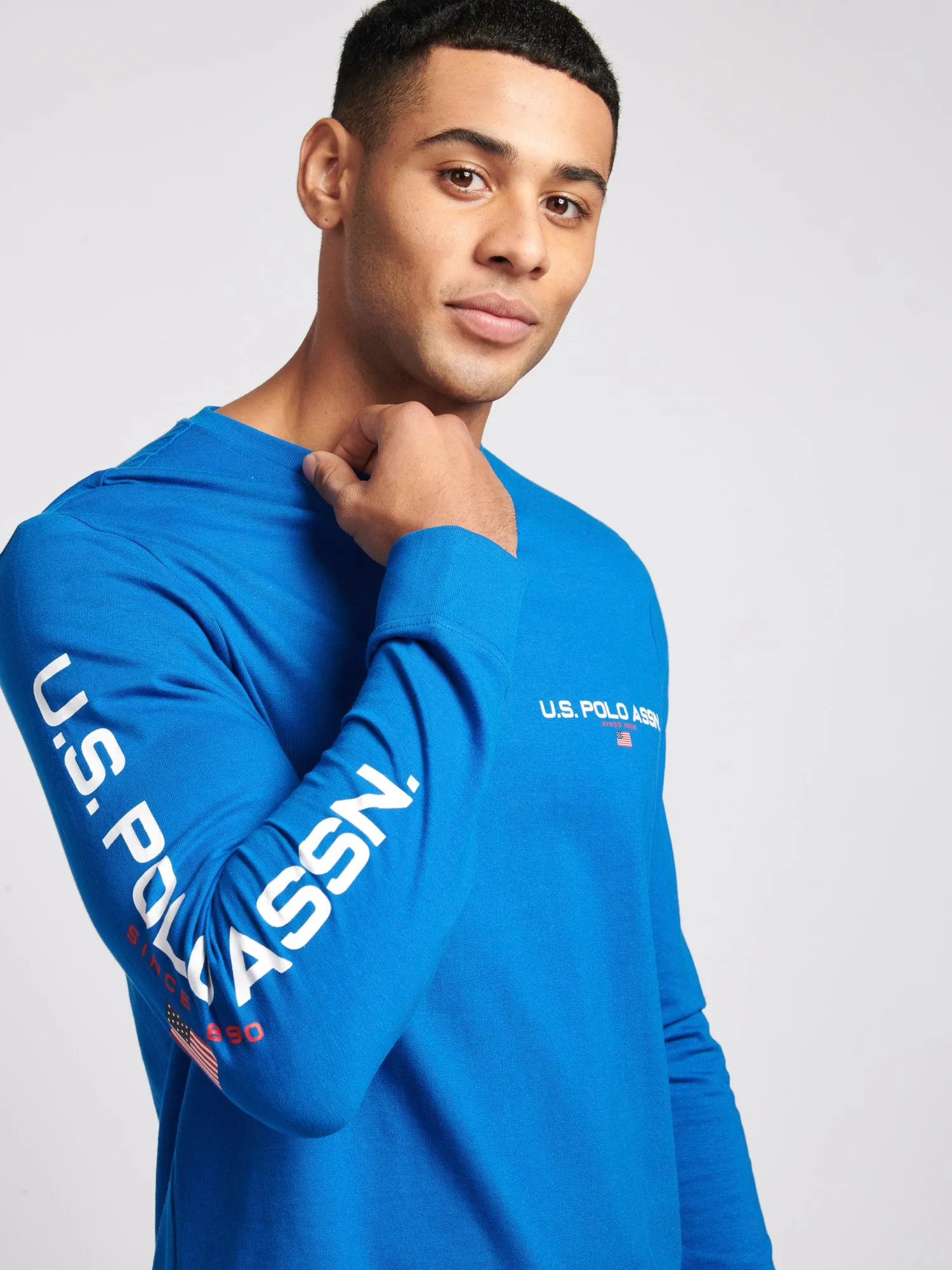 Mens Sport Long Sleeve T-Shirt in Classic Blue