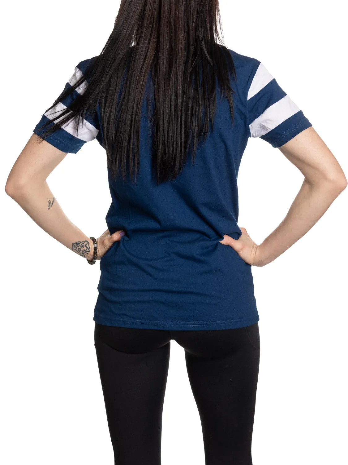 Official Licensed NHL Ladies' Retro Varsity Short Sleeve Vneck Tshirt--Vancouver Canucks