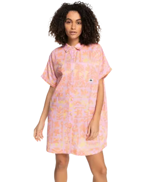 On Vacation Shirt Dress in Orchid Flower