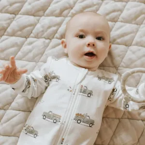 Petit Lem - Organic Zipper Footie - Pumpkin Pick-Up
