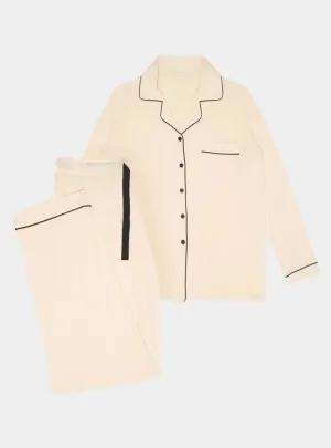 Piped Edge Bamboo Pyjama Set in Blush