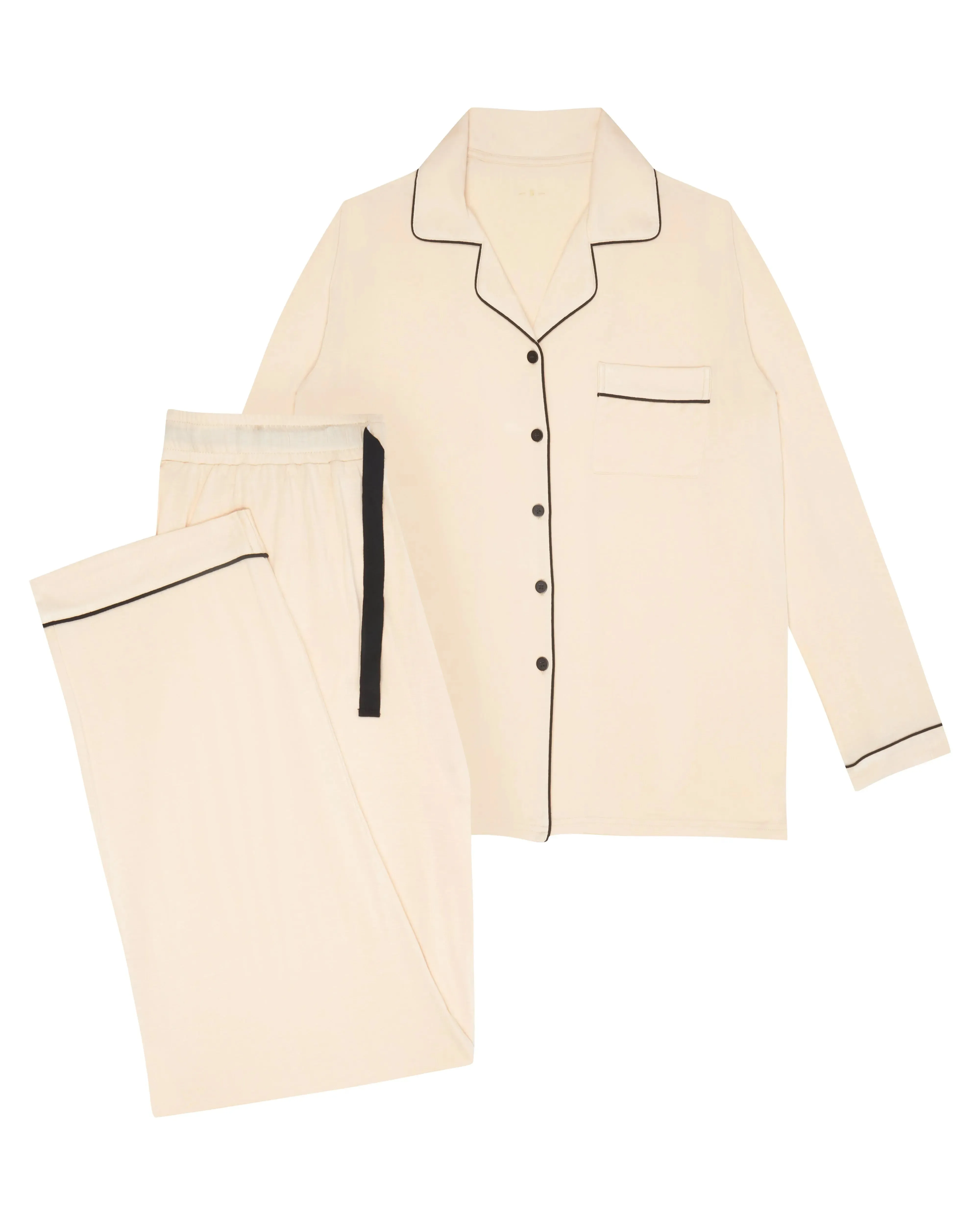 Piped Edge Bamboo Pyjama Set in Blush