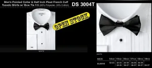 Pointed Collar & Half Inch Pleat Tuxedo Shirt with Bow Tie