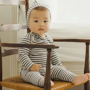 Quincy Mae - Organic Ribbed Tee   Legging Set - Indigo Stripe