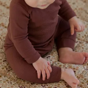 Quincy Mae - Organic Ribbed Tee   Leggings Set - Plum