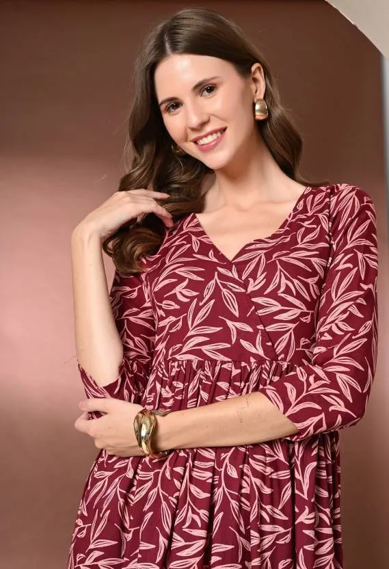 Radiant Maroon Floral Maxi