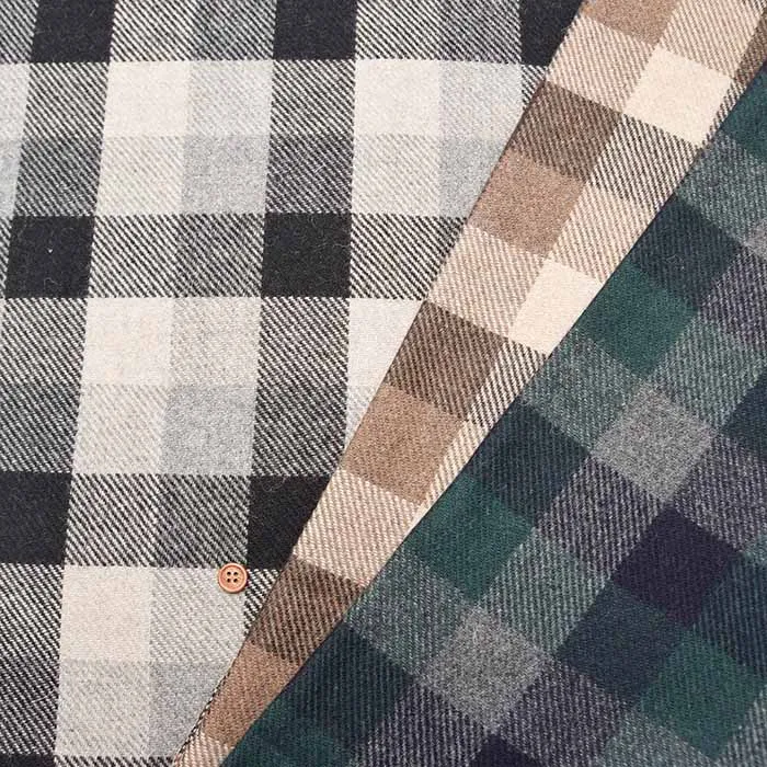 Recycled Wool Tweed Fabric - Check Pattern