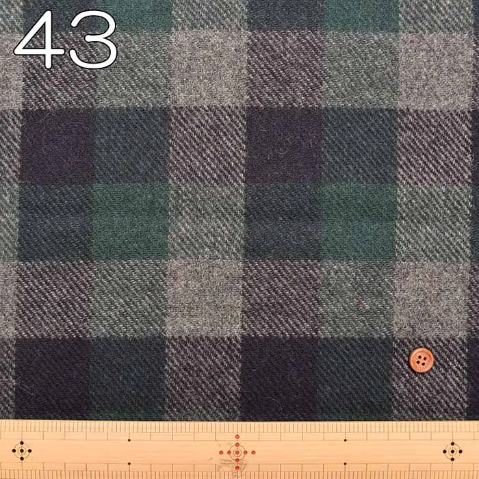Recycled Wool Tweed Fabric - Check Pattern