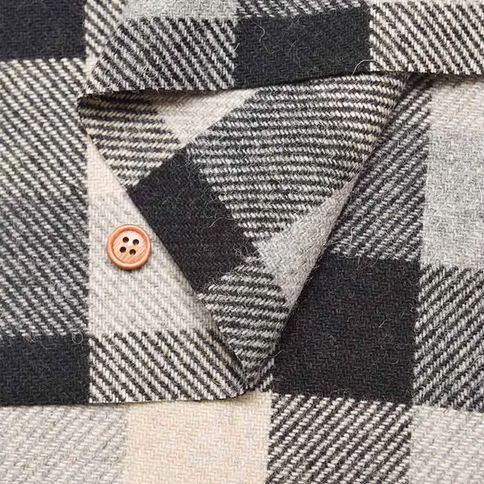 Recycled Wool Tweed Fabric - Check Pattern