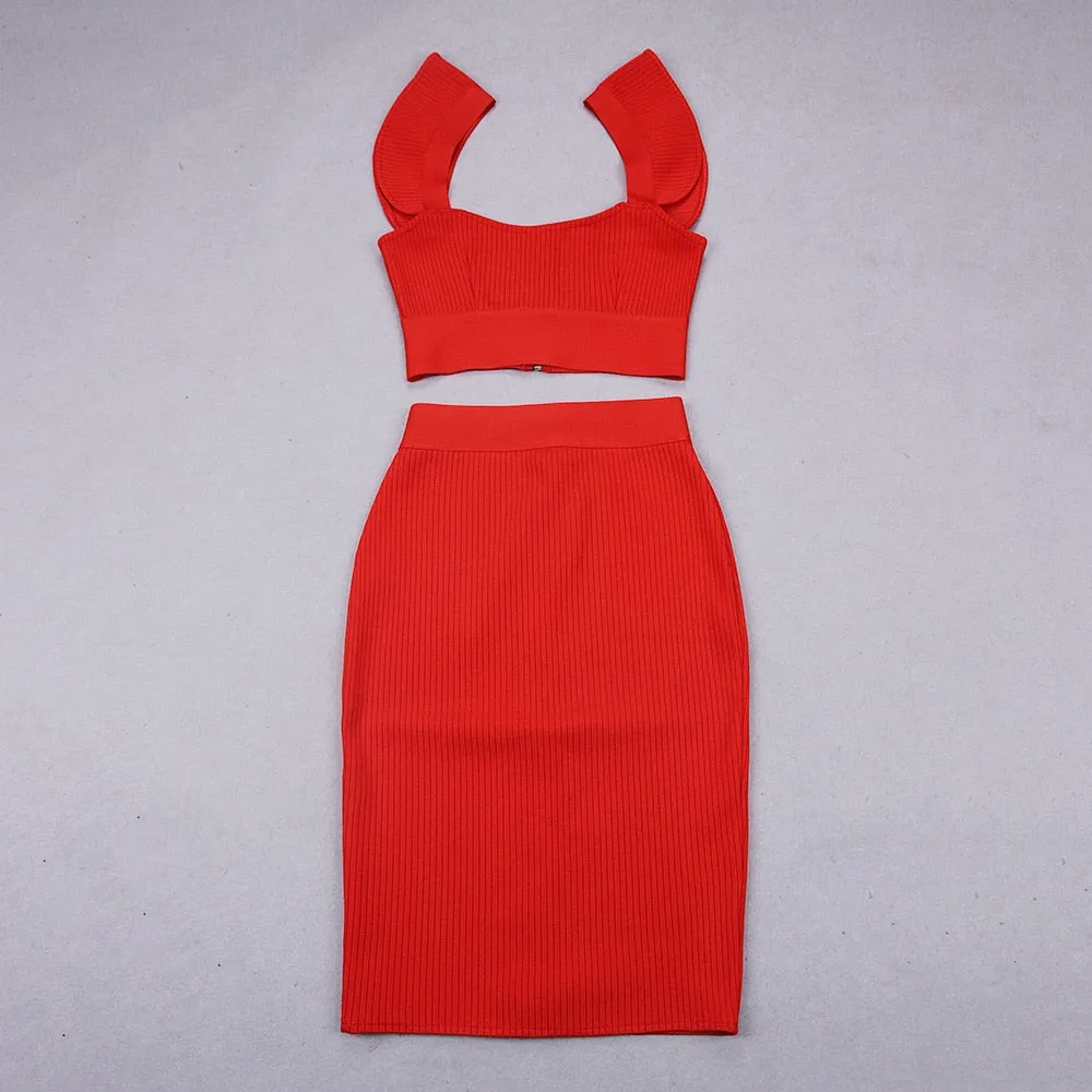 Ribbed Crop Top & Maxi Skirt Set