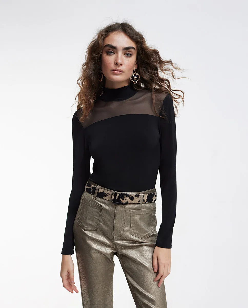 Sheer detail T-shirt