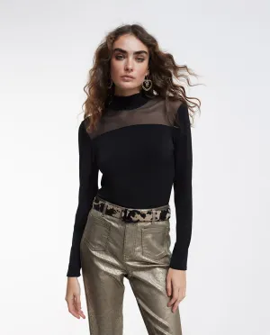 Sheer detail T-shirt