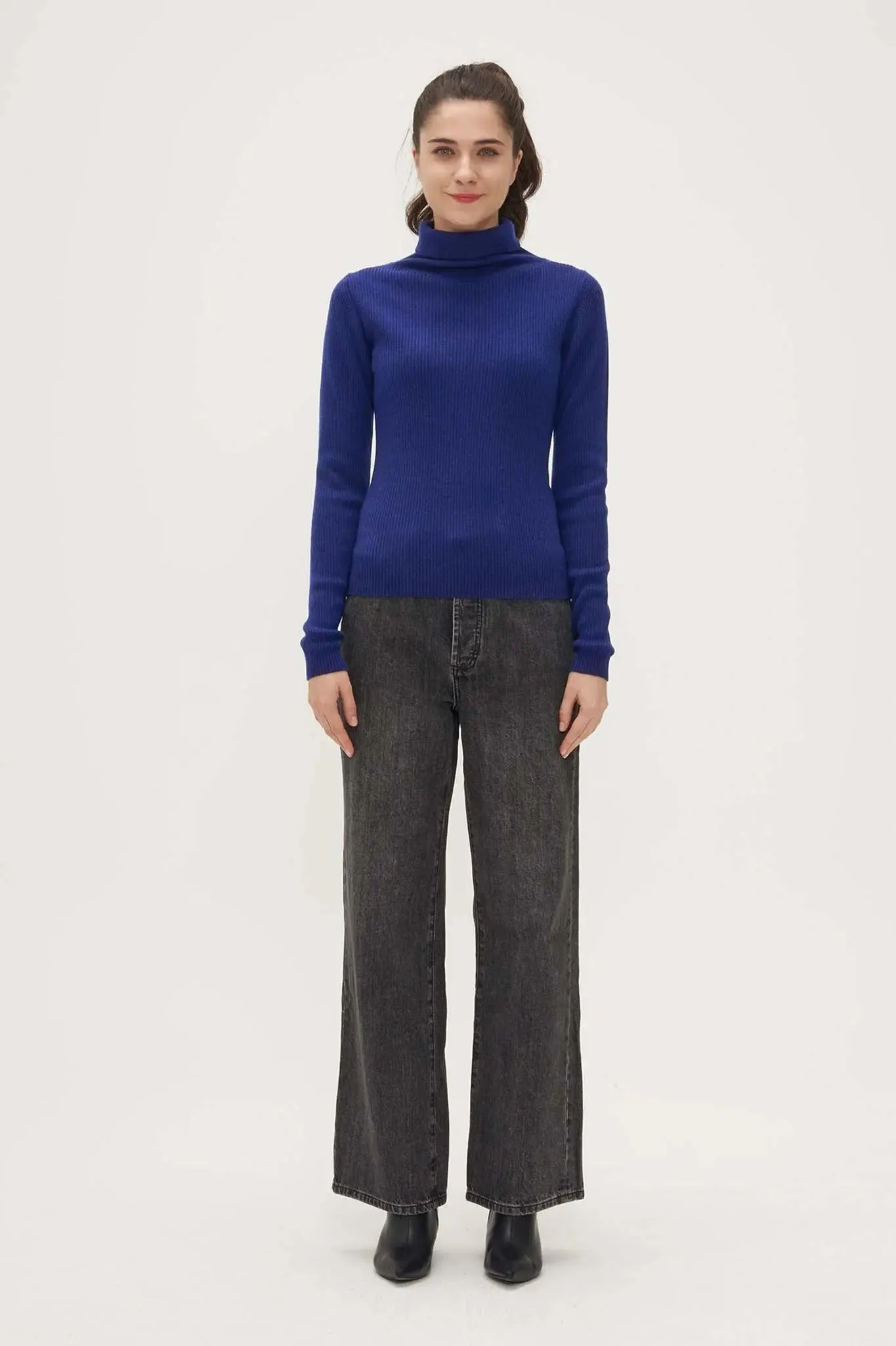 Slim Turtleneck Sweater in Cashmere and Wool